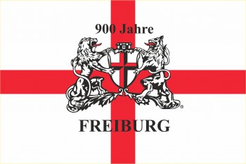 900 Jahre Freiburg Kreuz Hissflagge im Querformat