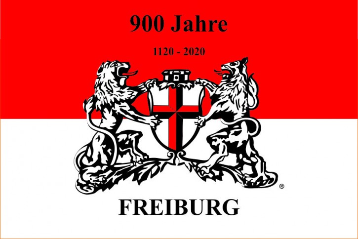 900 Jahre Freiburg Hissflagge im Querformat mit Wappen 40x60