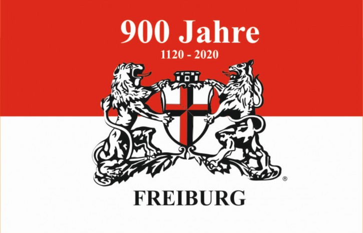 900 Jahre Freiburg Hissflagge im Querformat mit Wappen