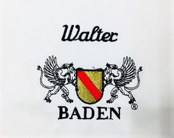 Kochjacke in Weiß mit Wappen Baden und individuellem Namen