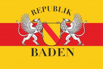 Fahne Republik Baden mit Wappen und Greif
