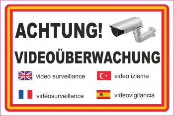 Alu-Schild Achtung Videoüberwachung