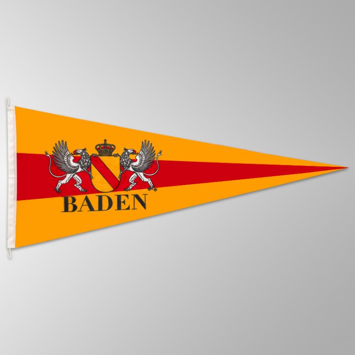 Spitzwimpel Baden mit Wappen und Greifen - Text Baden -Premium 1.0 ca. 50 x 130 cm