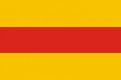 Badische Streifenfahnen. Einfache Qualität - Hißflagge Querformat (Goldgelb/Rot/Goldgelb) Horizontal gestreift