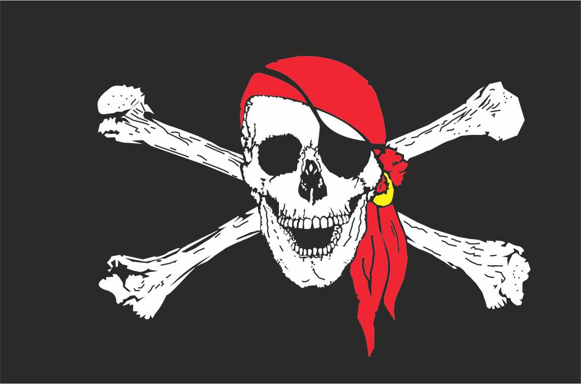 Piraten Fahne Flagge 30 cm x 46 cm mit Fahnenstock aus Holz 